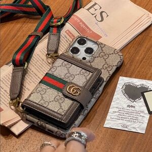 Gucci Brown and Green Monogram Phone Case